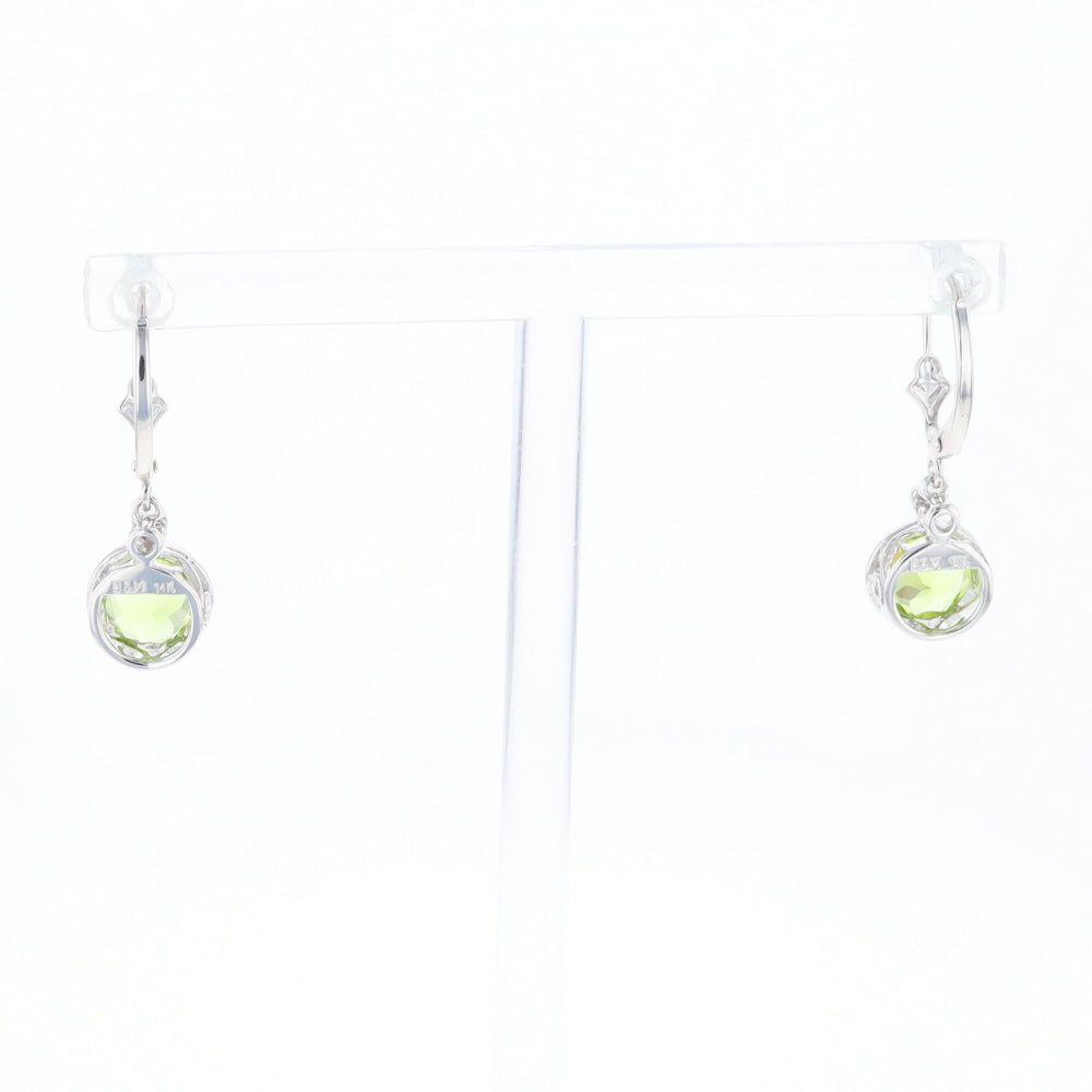 Peridot Dangle Earrings with Diamond Accents