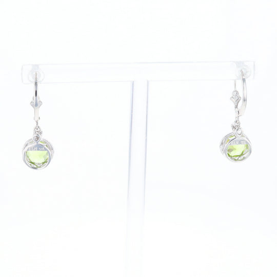Peridot Dangle Earrings with Diamond Accents