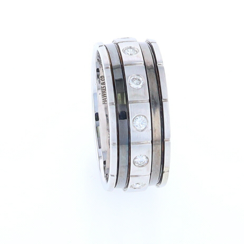 Contemporary Men's Comfort Fit Wedding Band With Diamonds