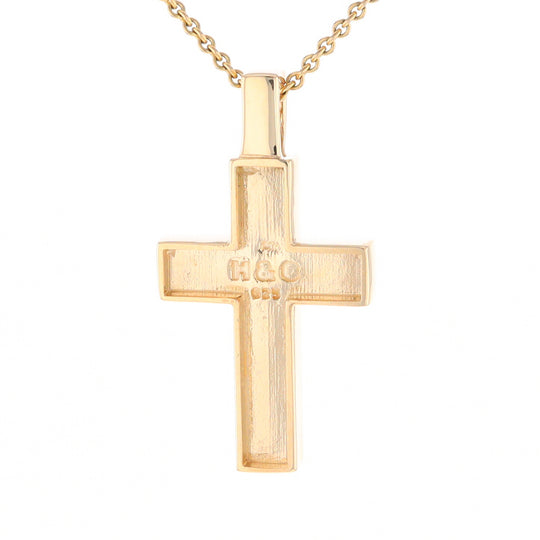 Gold Quartz Pendant Cross Design 3 Section Inlaid Pendant