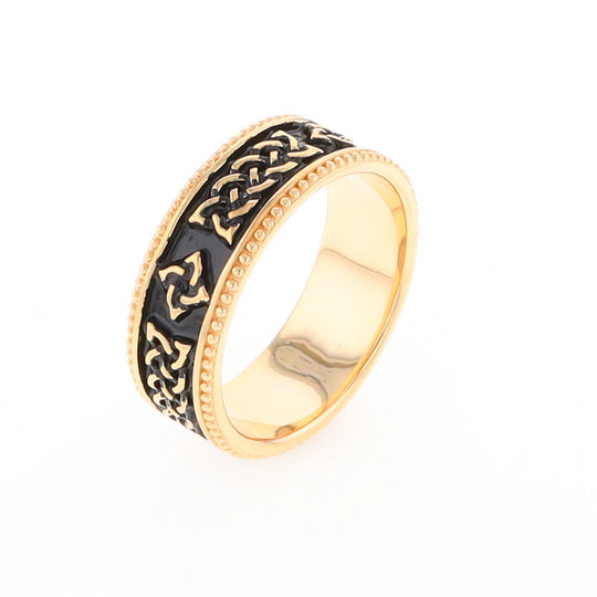 Celtic Knot Black and Gold Wedding Band