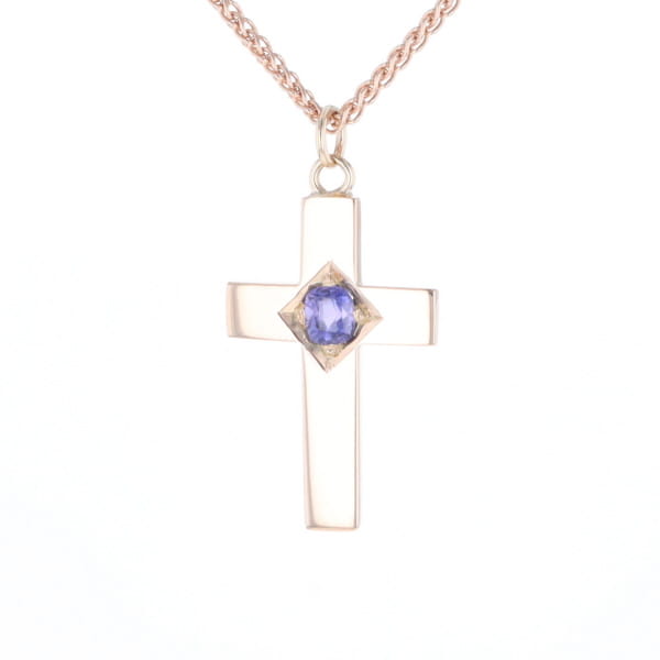 Cross Pendant with Purple Sapphire