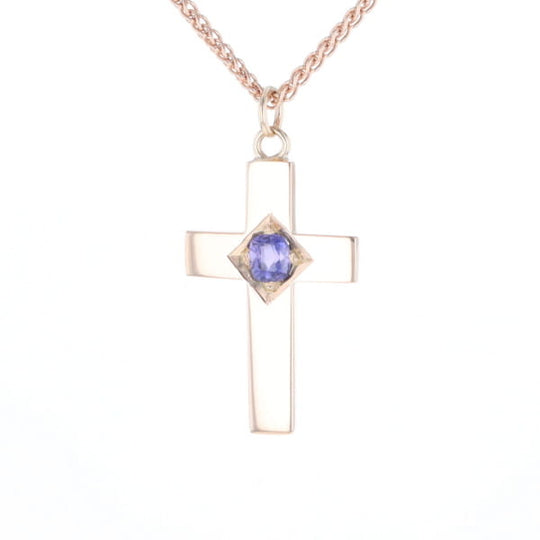 Cross Pendant with Purple Sapphire