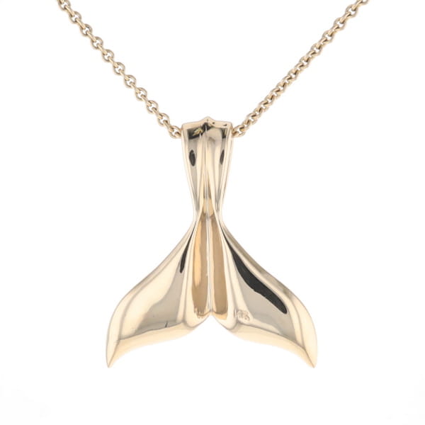 Whale Tail Necklaces Natural Gold Quartz and Nuggets Inlaid Pendant