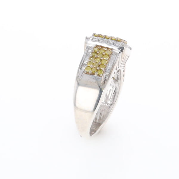 Yellow and White Diamond Filigree Design Ring