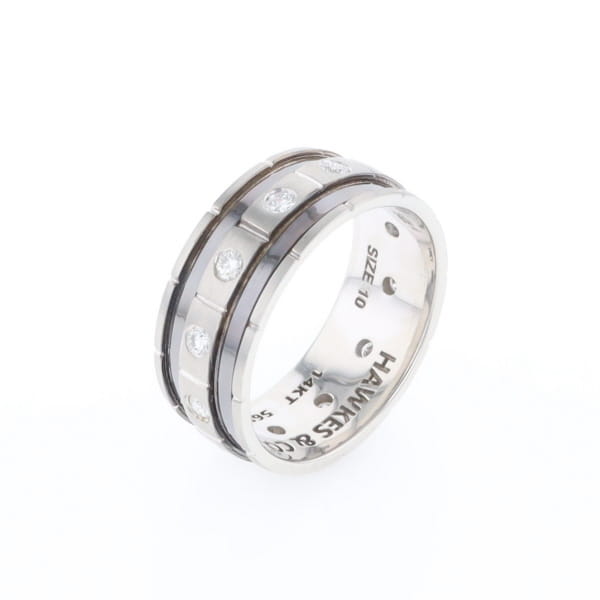 Contemporary Men's Comfort Fit Wedding Band With Diamonds