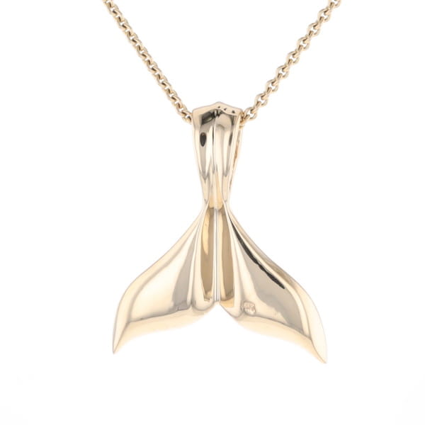Whale Tail Natural Gold Nuggets Inlaid Pendant XL