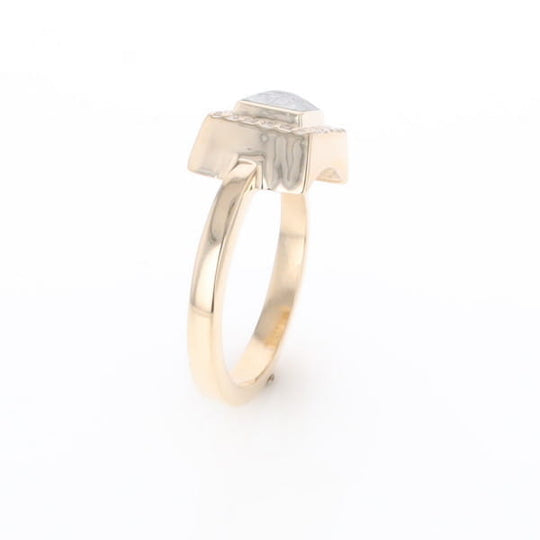 Meteorite Ring Square Inlaid Halo .14ctw Diamonds Design