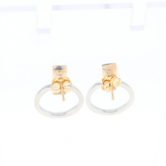 Gold Quartz Rectangle Inlaid Knocker Earrings - G2