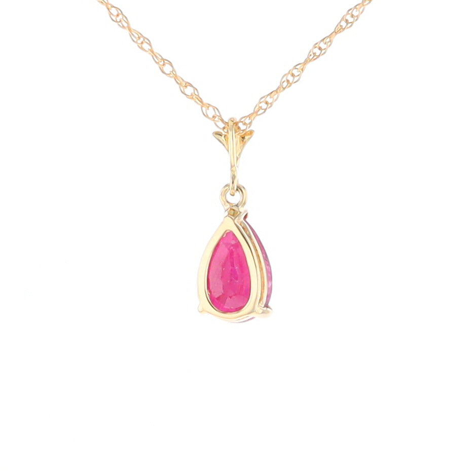 Pear Ruby Solitaire Necklace