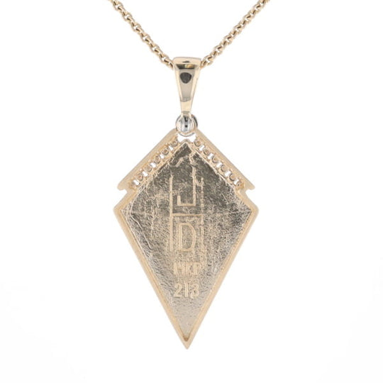 Gold Quartz Necklace Kite Shape Inlaid Pendant with .27ctw Diamonds