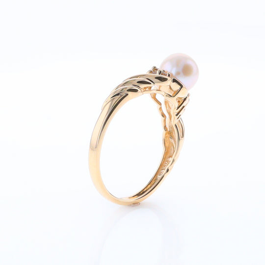 Pearl and Diamond Twist Ring