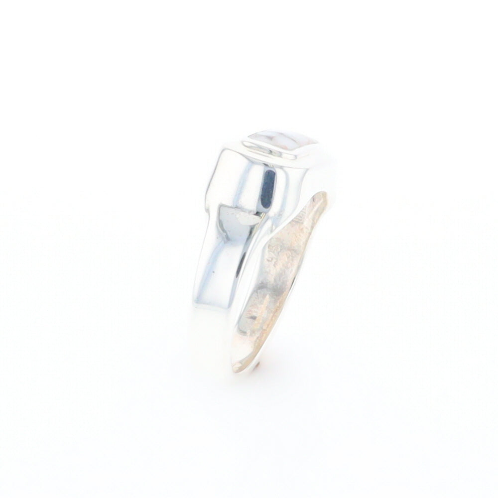 Sterling Silver Gold Quartz Inlaid Rectangular Ring - G3