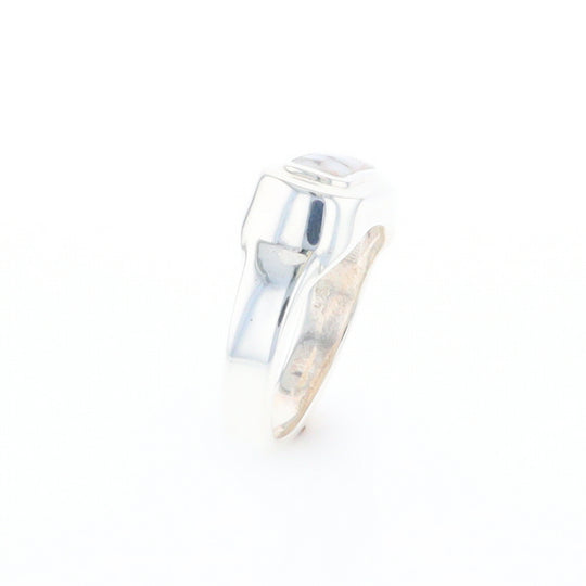 Sterling Silver Gold Quartz Inlaid Rectangular Ring - G3