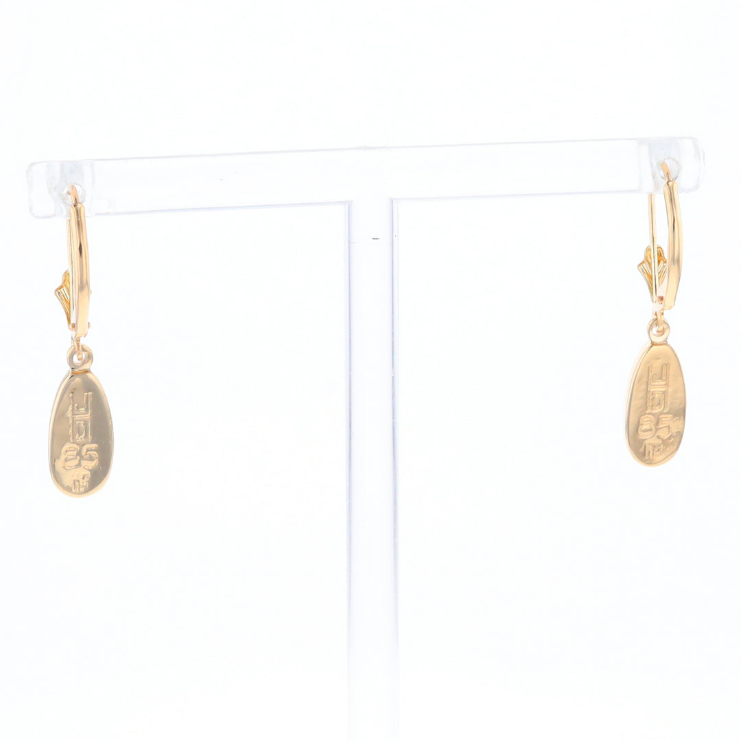 Gold Quartz Earrings Tear Drop Inlaid Lever Backs