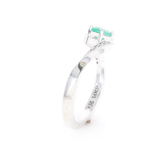 Emerald Twist Ring with Diamond Accents
