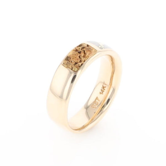 G1 Gold Quartz Ring Inlaid Center Natural Nugget Sides Band