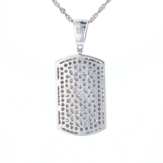 Cubic Zirconia Dog Tag Pendant