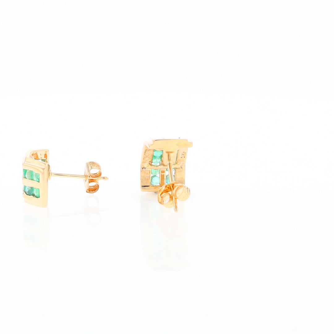 Semi-Hoop Channel Emerald Earrings