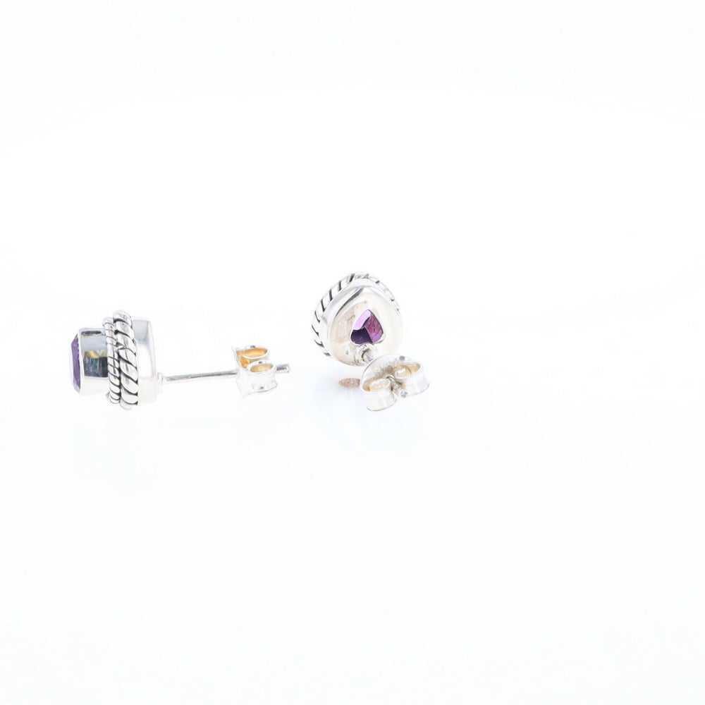 Native Amethyst Pear Stud Earrings