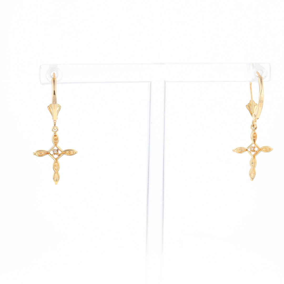 Two-Tone Diamond Cross Earrings