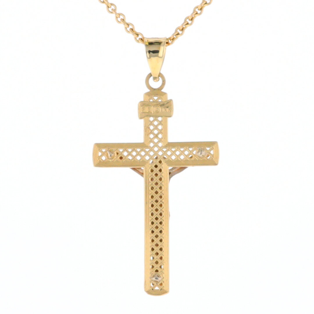 Two Tone Gold Crucifix Pendant