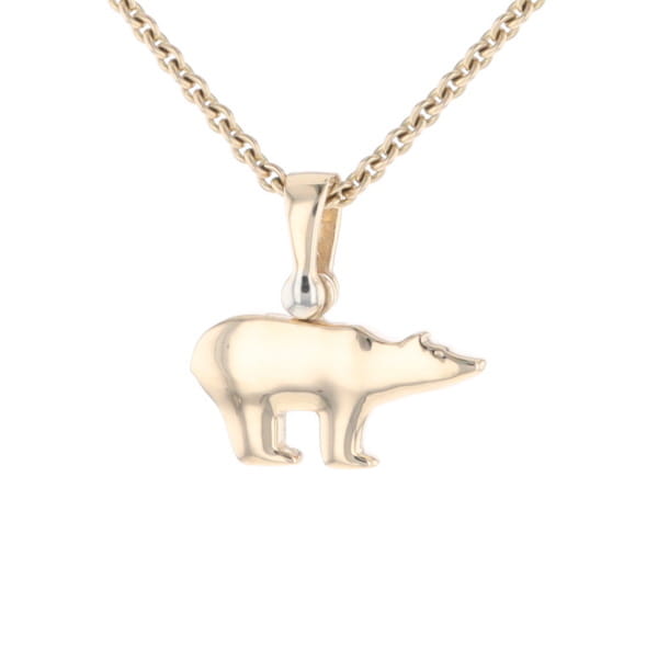 Gold Quartz Inlaid Polar Bear Pendant