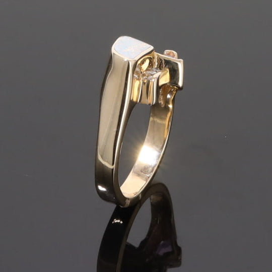 Opal Rings Geometric Inlaid with Pink Sapphire and .08ctw Diamonds