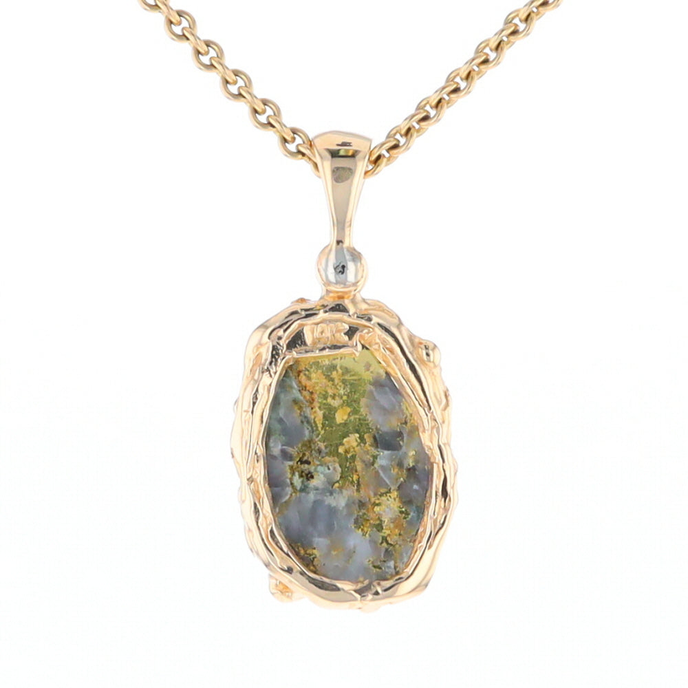 Serpentine & Gold Quartz Freeform Pendant
