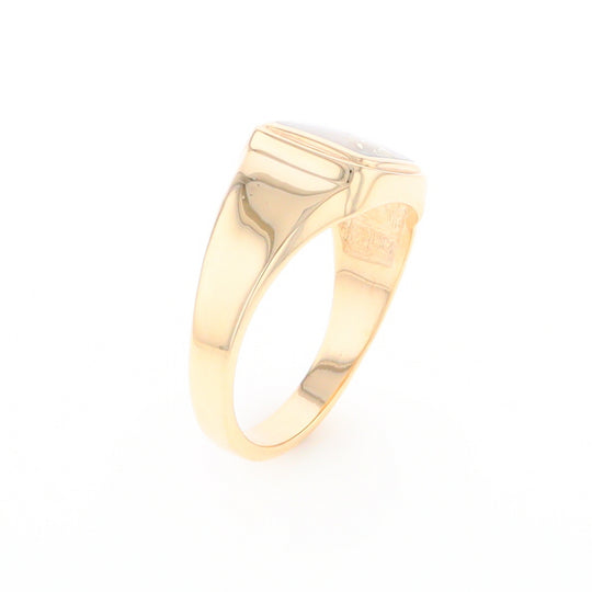 Gold Quartz Ring Square Inlaid Design