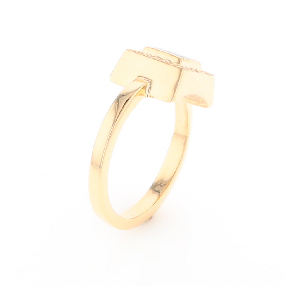 Gold Quartz Ring Square Inlaid Halo .14ctw Diamonds Design