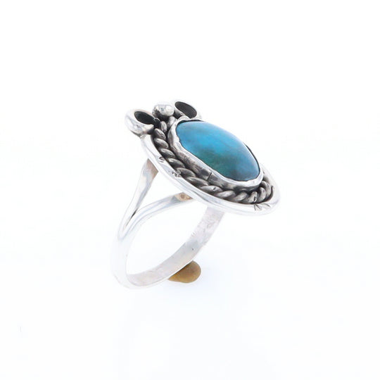 Native Turquoise Rope Design Ring