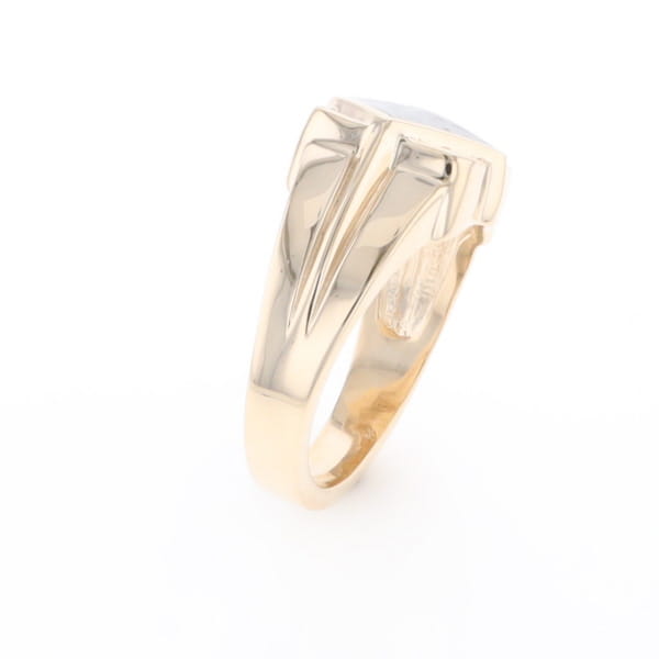 Natural Meteorite ring diamond shape inlaid design with .16ctw round diamonds