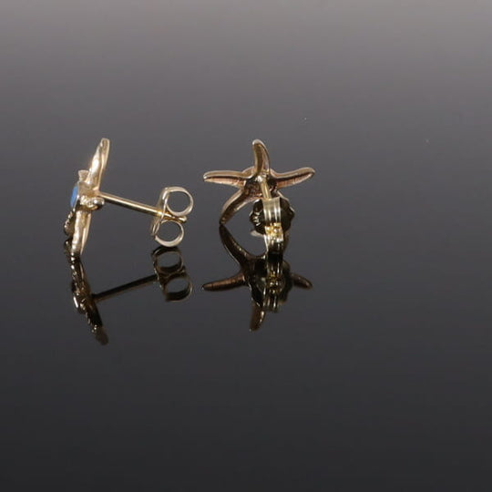 Opal Earrings Inlaid Realistic Star Fish Design Studs