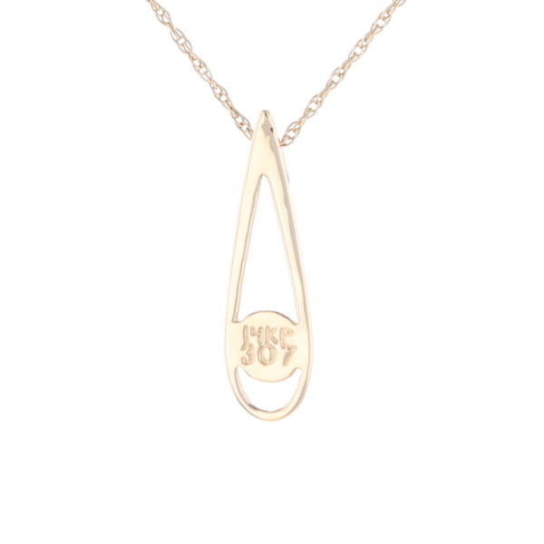 Open Teardrop Round Gold Quartz Inlaid Pendant