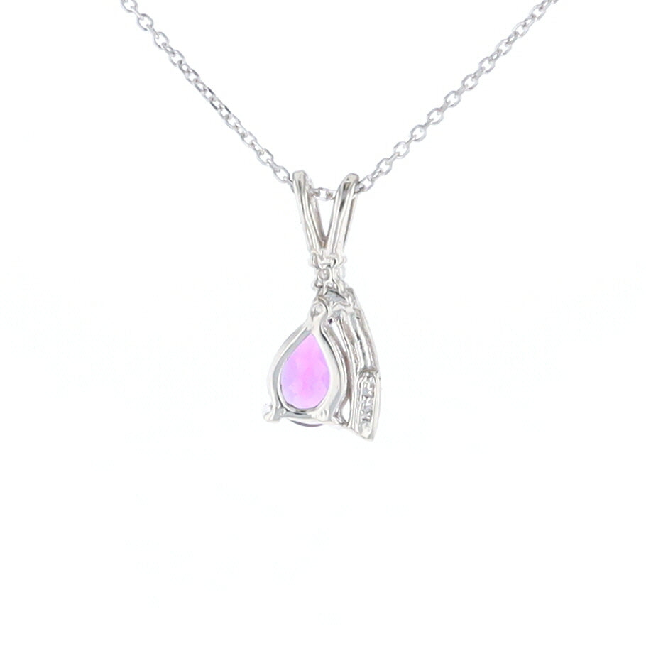 Amethyst Pear Ribbon Necklace