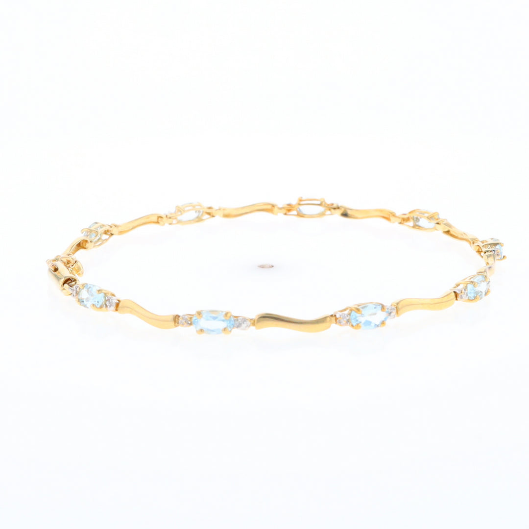 Aquamarine and Diamond Tennis Bracelet