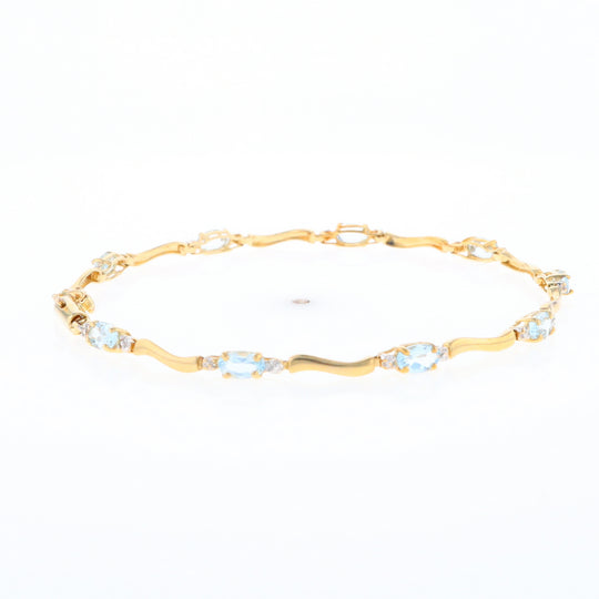 Aquamarine and Diamond Tennis Bracelet