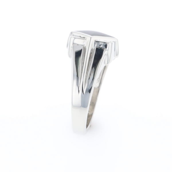 Natural onyx ring diamond shape inlaid design with .16ctw round diamonds