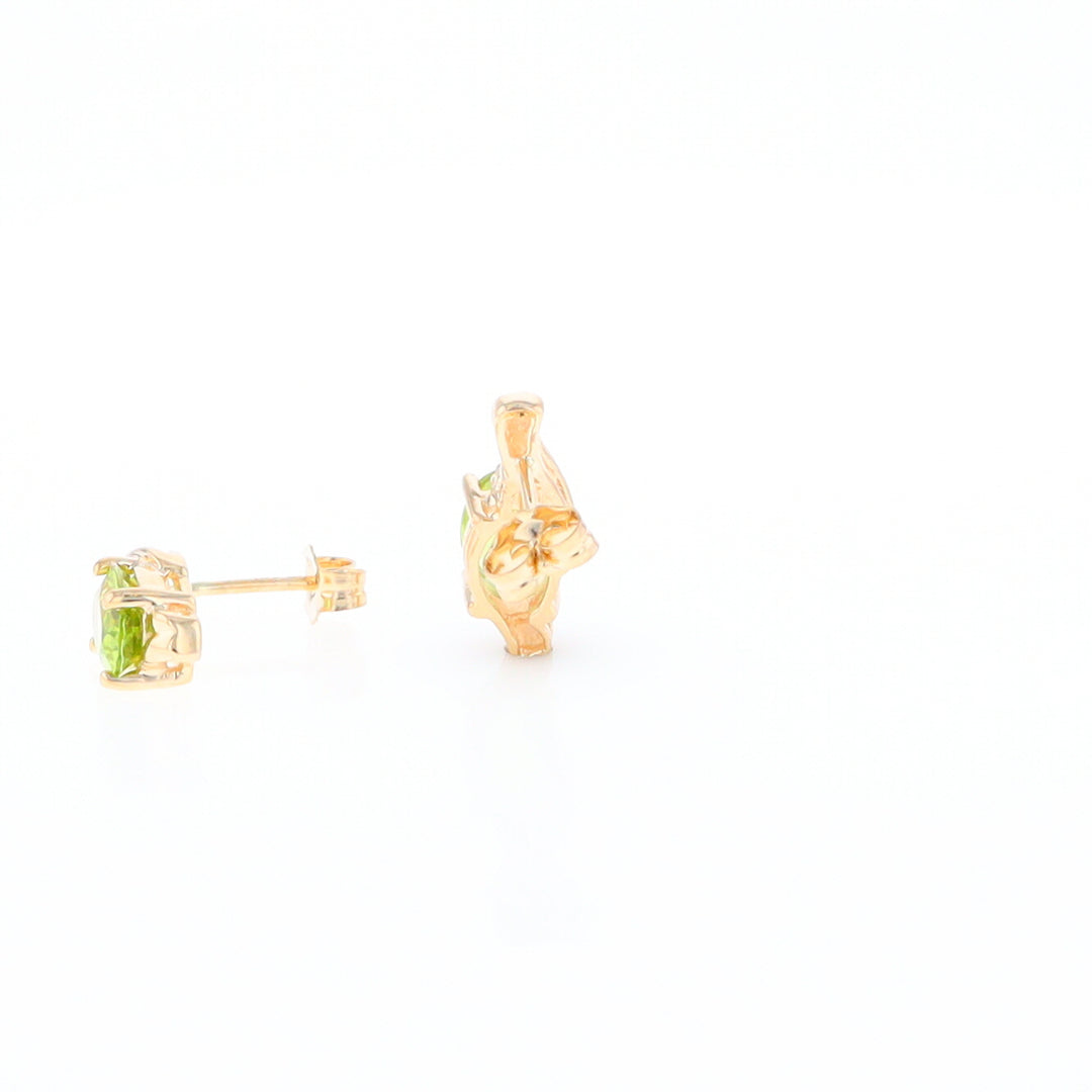 Peridot Ribbon Stud Earrings