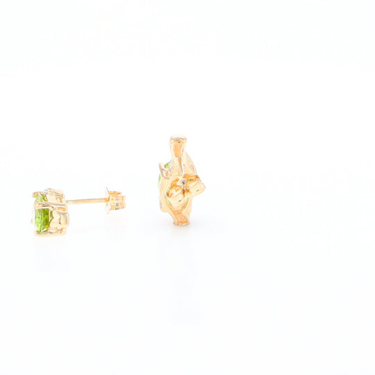 Peridot Ribbon Stud Earrings