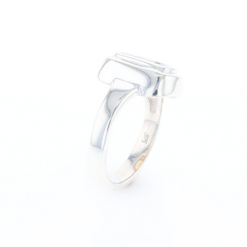 Sterling Silver Gold Quartz Inlaid Rectangular Ring - G3