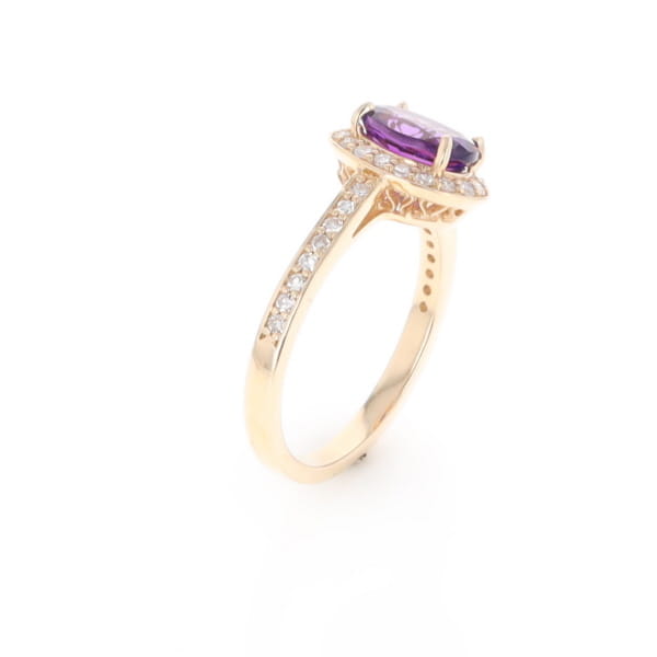 Oval Amethyst with Diamond Halo Ring