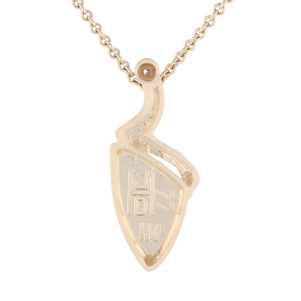 Gold Quartz Triangulare Inlaid Pendant with Diamond Accent