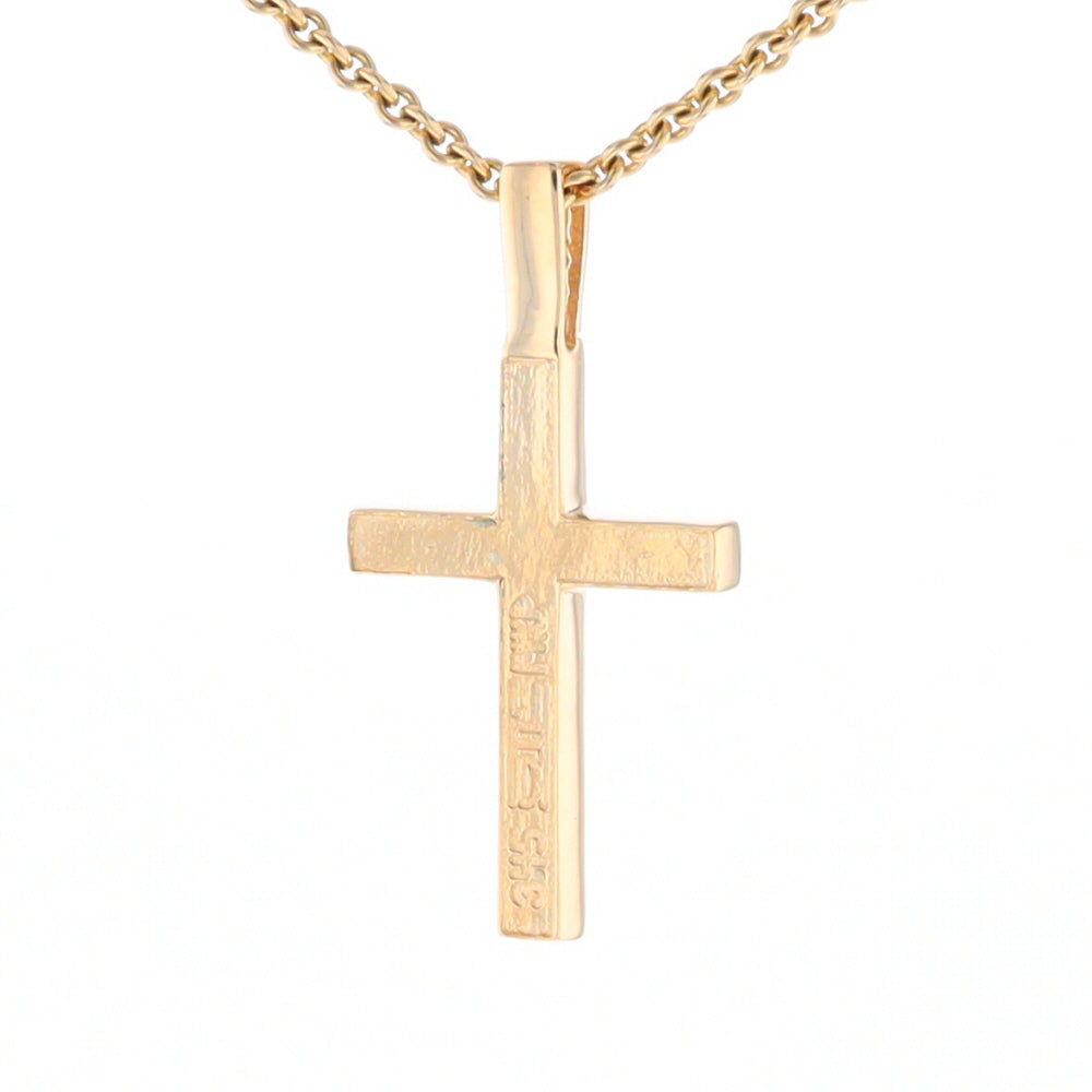 Gold Quartz Necklace 4 Section Inlaid Design Cross Pendant