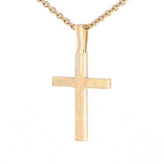 Gold Quartz Necklace 4 Section Inlaid Design Cross Pendant