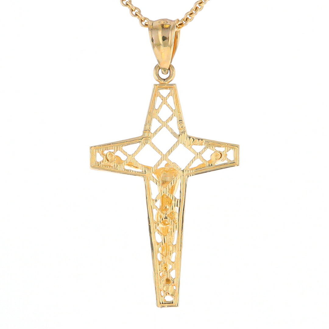 Gold Mesh Crucifix Pendant