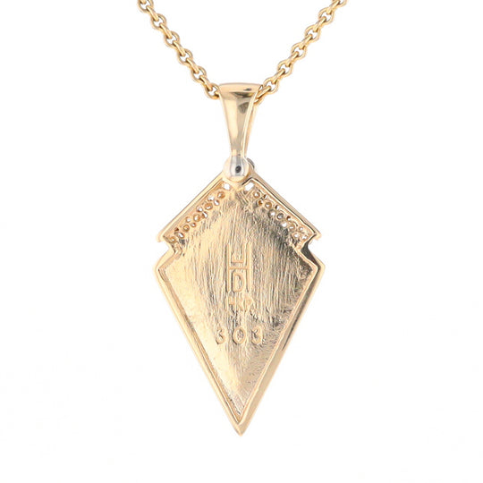 Gold Quartz Kite Shape Inlaid Pendant with 0.19ctw Diamonds (G1)