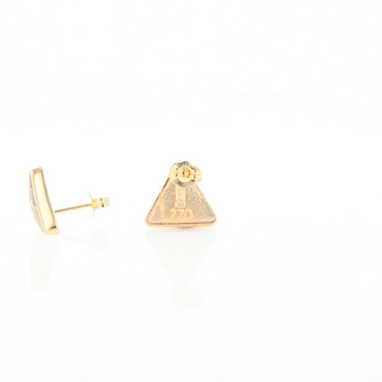 Gold Quartz Earrings Triangle Inlaid Studs - G2