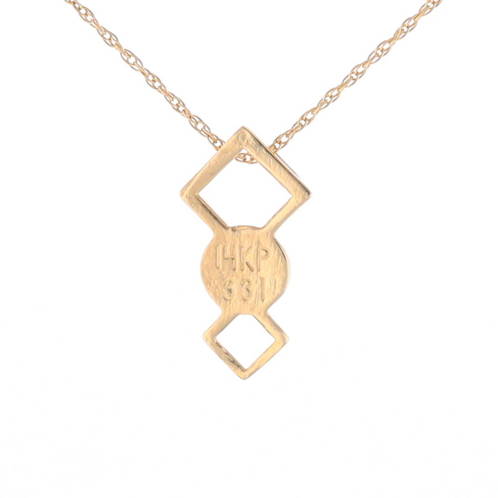 Gold Quartz Round Inlay Double Diamond Design Pendant